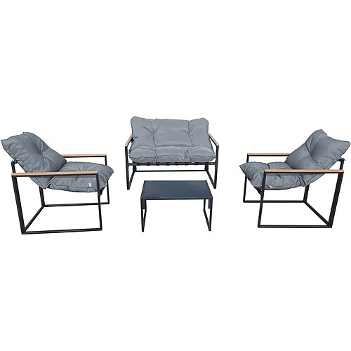 Habitat Et Jardin Salon de jardin [ ]Jules[ ] - 4 places - Gris/Noir
