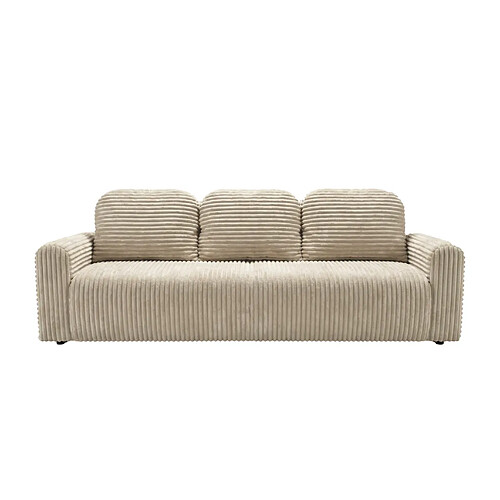 Casanova Canapé droit convertible gros velours côtelé 3 places Beige