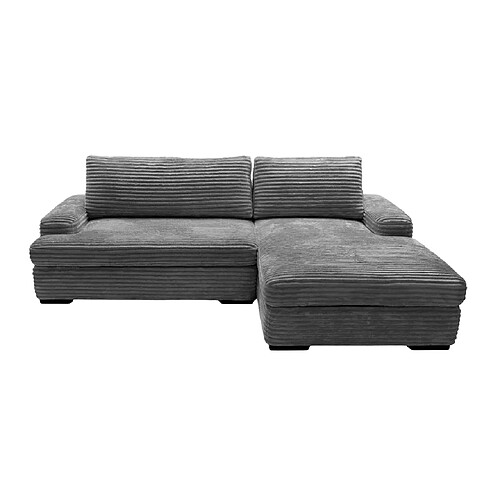 Casanova Canapé d'angle convertible gros velours côtelé Gris foncé Droit