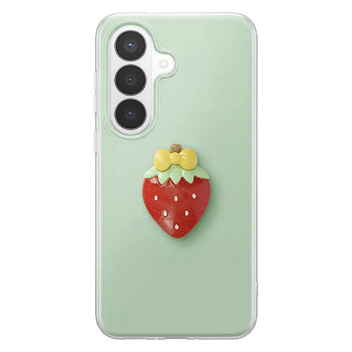 Avizar Coque pour Galaxy S26 avec Motif Fraise en Relief 3D et Contour Surélevé Vert
