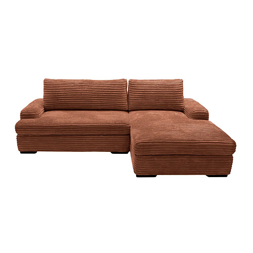Casanova Canapé d'angle convertible gros velours côtelé Terracotta Gauche