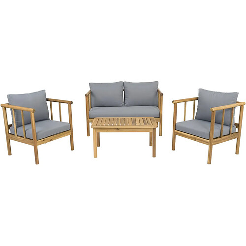 Habitat Et Jardin Salon de jardin en bois avec coussins inclus [ ]Milano[ ] - 4 places - Gris
