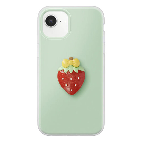 Avizar Coque pour iPhone 16e avec Motif Fraise en Relief 3D et Contour Surélevé Vert