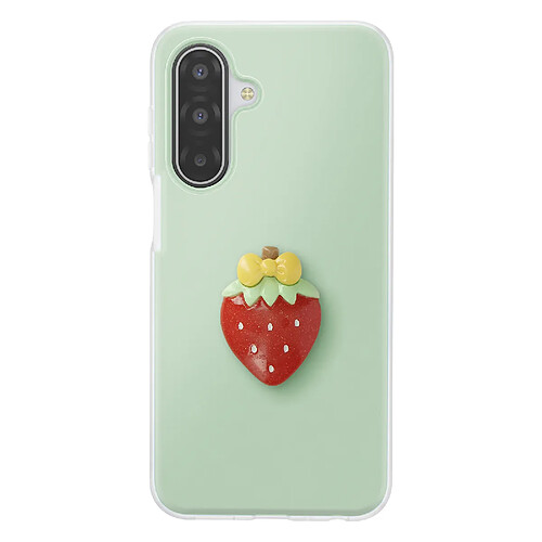 Avizar Coque pour Galaxy A17 avec Motif Fraise en Relief 3D et Contour Surélevé Vert