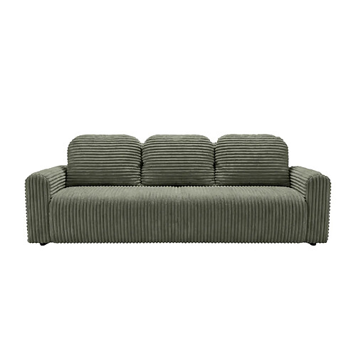 Casanova Canapé droit convertible gros velours côtelé 3 places Vert