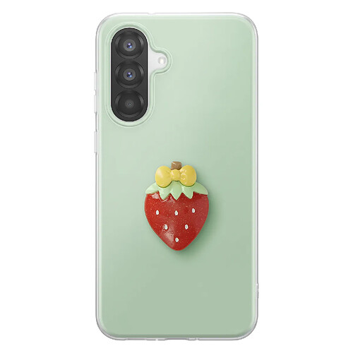 Avizar Coque pour Galaxy A56 avec Motif Fraise en Relief 3D et Contour Surélevé Vert