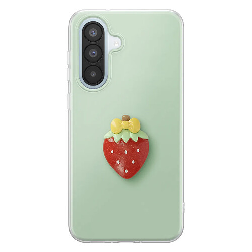 Avizar Coque pour Galaxy A37 avec Motif Fraise en Relief 3D et Contour Surélevé Vert