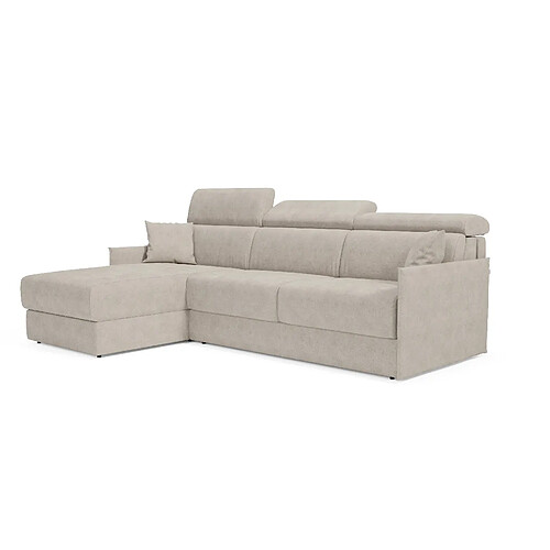 Divani.store Miryam Canapé convertible d'angle en tissu imperméable 252 cm Gauche crème