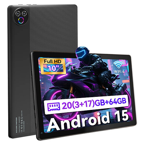 byxsb Tablette 10.1 pouces HD IPS 20Go RAM 64Go ROM NOIR