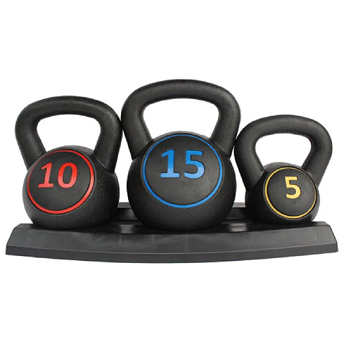 ByteLike Lot de 3 kettlebells 5/10/15 lb revêtus vinyle
