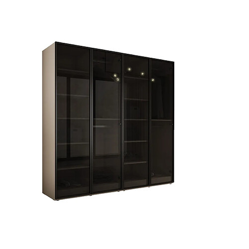 3XELIVING Armoire : Beige Sable / Verre Antisol, 200 x 200 x 51 cm