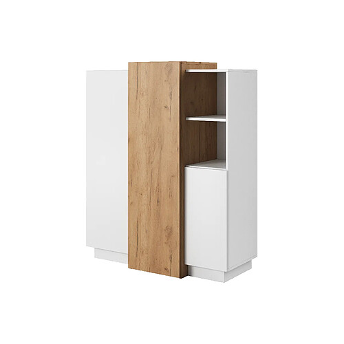 3XELIVING Commode Moderne pour Salon Chambre, Blanc / Chêne Craft Doré, 110 x 45 x 133,5 cm