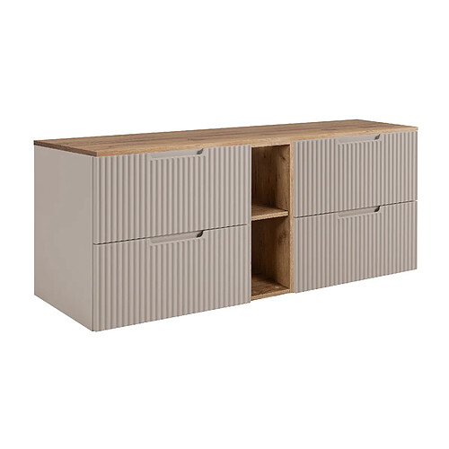 3XELIVING Meuble de salle de bains, cachemire / chêne Craft 140 (2 x 60 + 20) x 58,6 x 46 cm