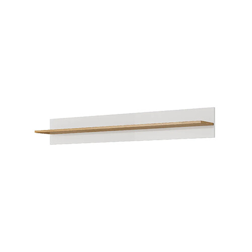 3XELIVING Étagère suspendue, Blanc + Blanc brillant + Chêne Grandson, 138 x 20 x 20 cm