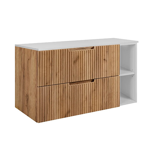 3XELIVING Meuble de salle de bains, chêne Craft / blanc, 80 (60 + 20) x 58,6 x 46 cm