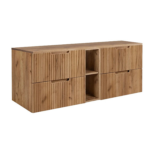 3XELIVING Meuble de salle de bain, chêne Craft 180 (2 x 80 + 20) x 58,6 x 46 cm