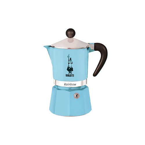 Bialetti Moka Rainbow 3 tasses Bleu clair