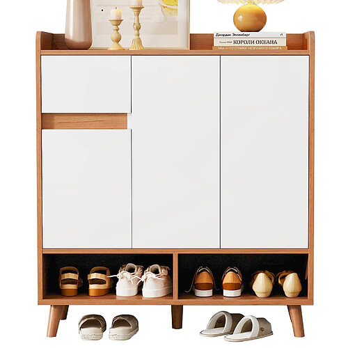STILVORA Commode 90/35/99cm blanc naturel panneaux particules, rangements modulables