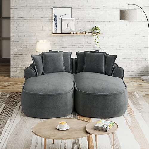 MIVRAY Canapé Compressé modulable 2 places, 184x164x67cm, sans montage, en chenille, gris