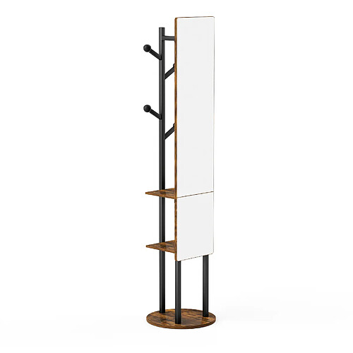 STILVORA Miroir sur pied 135/30 cm noir et marron en panneaux de particules et acier pivotant 360°