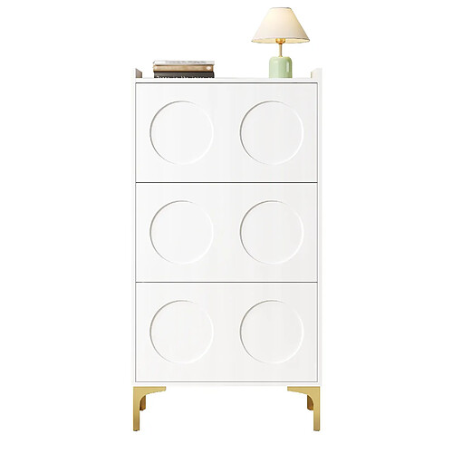 STILVORA Meuble à chaussures 63/24/120 cm blanc en MDF avec design gain de place