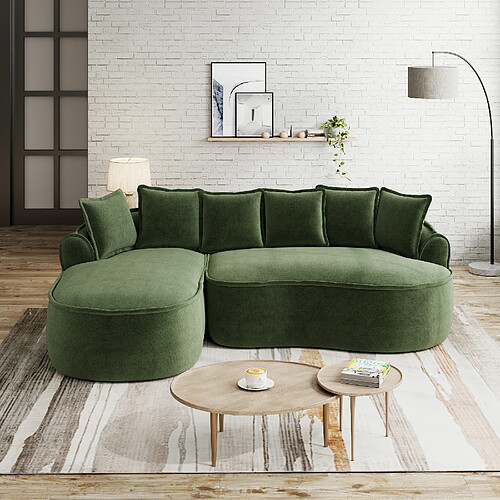 MIVRAY Canapé Compressé modulable 3 places, 252x164x67cm, sans montage, en chenille, vert