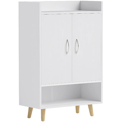STILVORA Meuble à chaussures 60/30/92 cm blanc en bois avec rangement compact