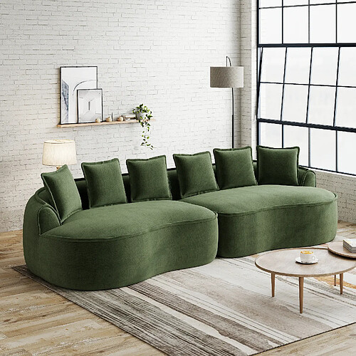 MIVRAY Canapé Compressé modulable 320x114x67cm, 4 places, sans montage, en chenille, vert