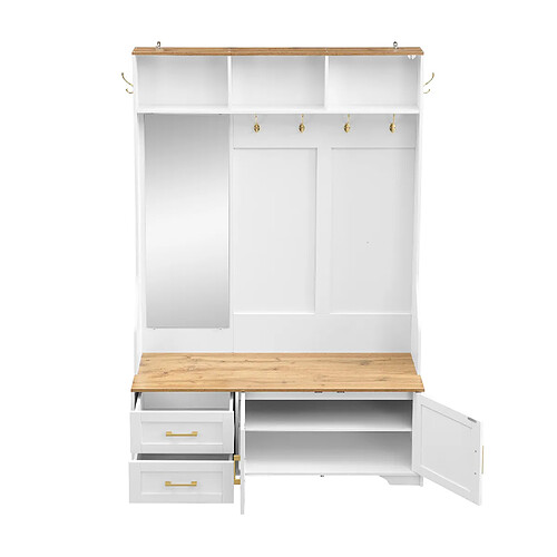 STILVORA Meuble d'entrée 120/40/187 cm blanc et bois aus MDF avec LED et miroir