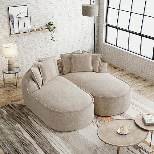 MIVRAY Canapé Compressé modulable 2 places, 184x164x67cm, sans montage, en chenille, taupe clair