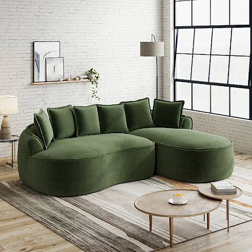 MIVRAY Canapé Compressé d'angle modulable 3 places, 252x164x67cm, sans montage, en chenille, vert