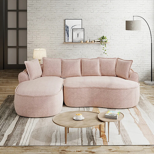 MIVRAY Canapé Compressé modulable 3 places, 252x164x67cm, sans montage, en chenille, rose