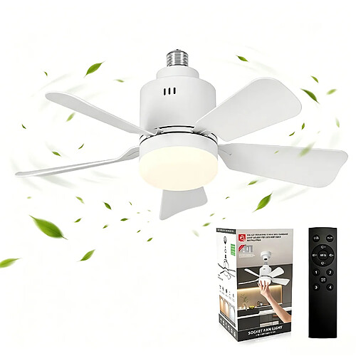 ByteLike Blanc Ventilateur de plafond blanc à vis E27 sans câblage