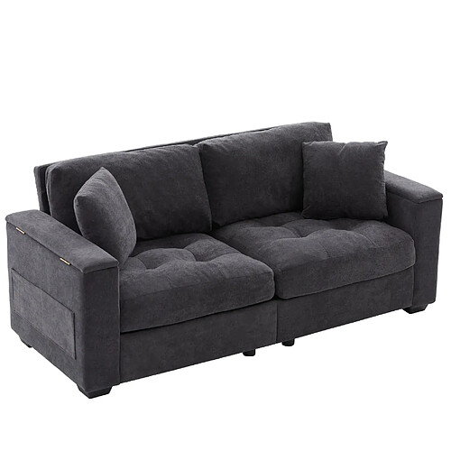 STILVORA Canapé 2 places 180 cm gris fonce en chenille avec rangement