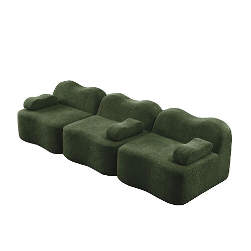 STILVORA Canapé modulaire 3 places vert en velours avec assise profonde