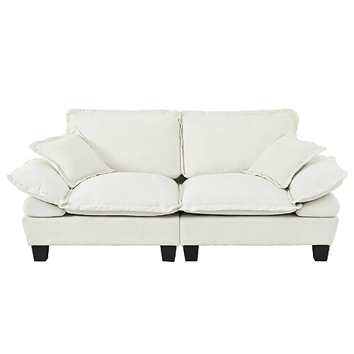 STILVORA Canapé 2 places 194/82/90 cm beige en chenille avec accoudoirs amovibles