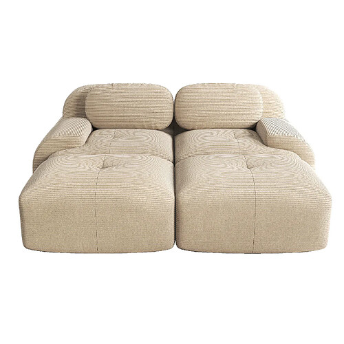 STILVORA Canapé 2 places beige en velours côtelé sans cadre modulable