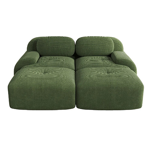 STILVORA Canapé d’angle modulaire vert en velours côtelé sans montage antidérapant