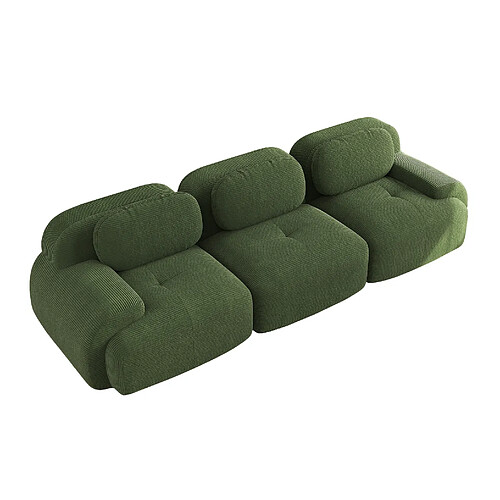 STILVORA Canapé d’angle modulable vert en velours côtelé sans montage