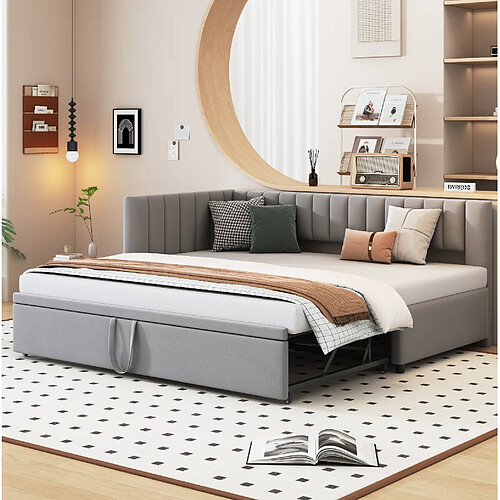 Canapé-Lit Gigogne Modenvie 90x200 cm - gain de place - Velours Gris