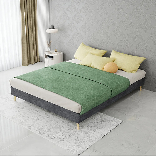 Lit Double 140x200 cm - Modenvie - structure stable sans matelas - Gris