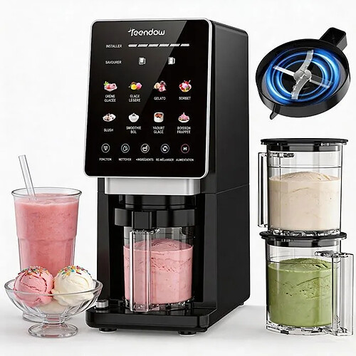 Machine à Glace TEENDOW Sorbetière 10-en-1 - 8 programmes Capacité 500ml Jusqu'à 1,5L 200w