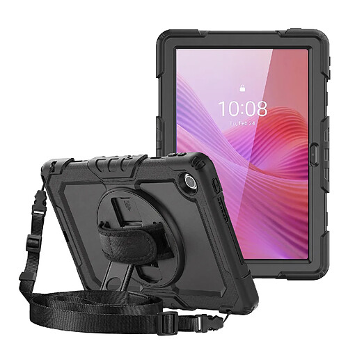 Avizar Coque Intégrale pour Lenovo Tab 10.1 2025 avec Support Vidéo et Bandoulière Noir