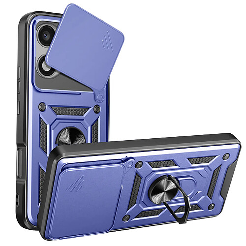 Avizar Coque pour Honor 600 Lite Antichoc avec Cache Caméra et Anneau Support Bleu