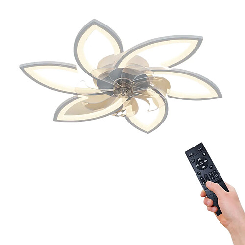 ByteLike Plafonnier ventilateur blanc à 6 pétales design moderne