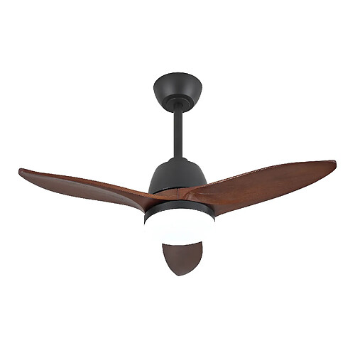 STILVORA Ventilateur de plafond 91,4 cm noir et noyer foncé en bois massif avec LED dimmable