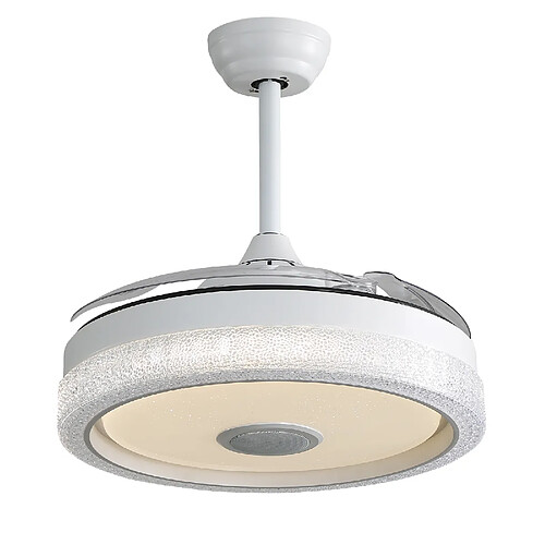 STILVORA Ventilateur de plafond 106,7 cm blanc en PC avec LED RGB et moteur DC