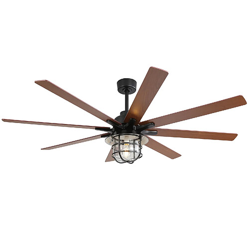 STILVORA Ventilateur de plafond 167,6 cm noir en MDF avec éclairage E27 réversible