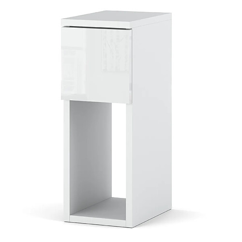 Stiv-Meubles Table de chevet blanc brillant et mat 20 cm - table d'appoint moderne avec tiroir