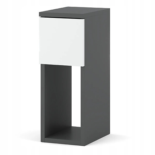 Stiv-Meubles Table de chevet étroite 20 cm, petite table de nuit grise et blanche